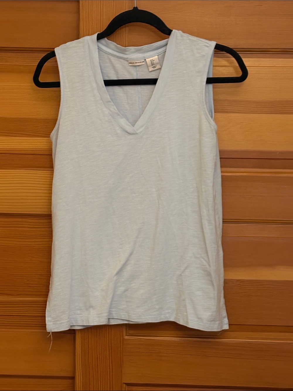 Max Studio Light Blue V-Neck Cotton Tank